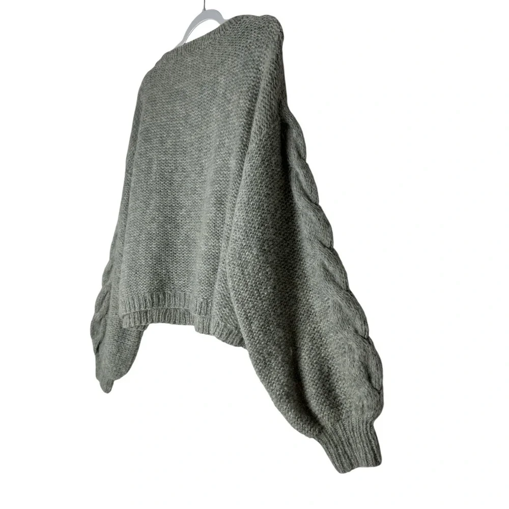 Eleven Six‎ Vaida Sweater Women's M/L Pale Grey Hand Knit Baby Alpaca Wool  $398